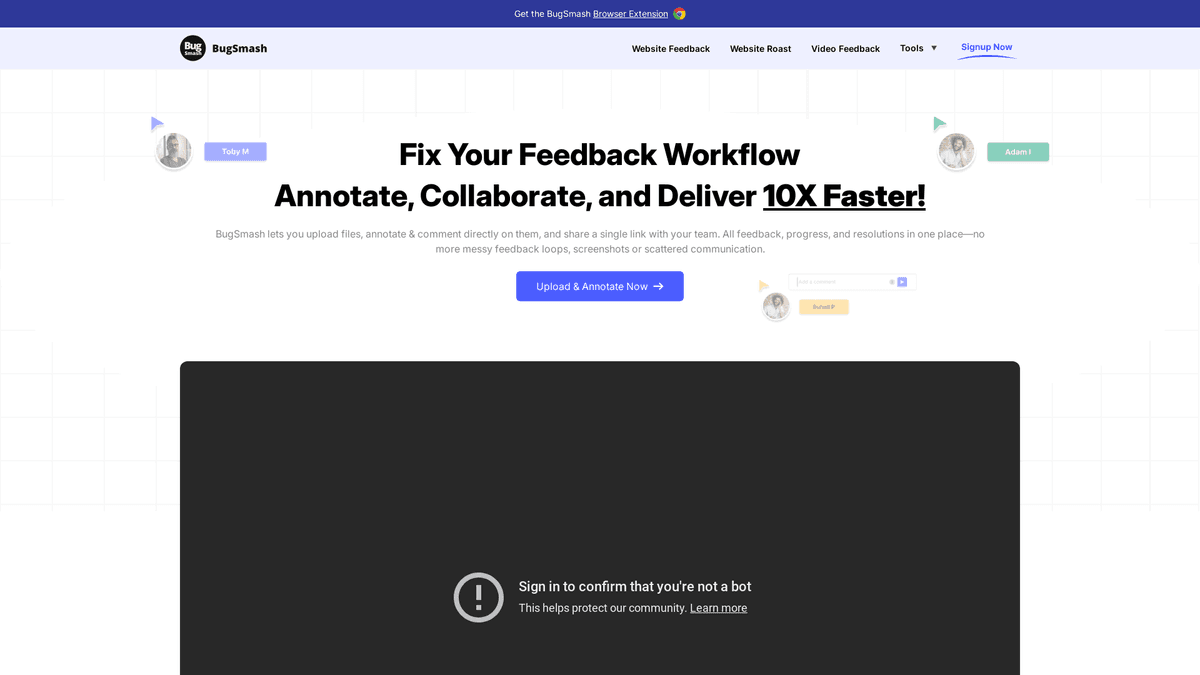 "Streamline your feedback loop with BugSmash - Close your feedback loop 10x faster."