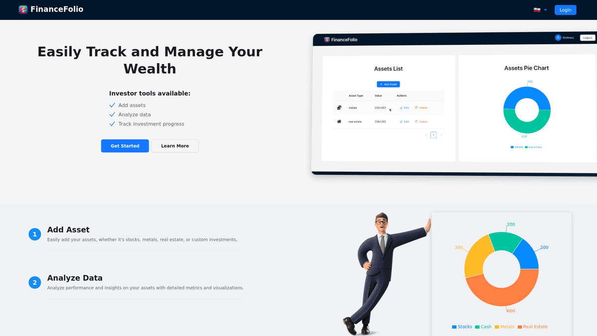 "Track, Analyze, and Grow Your Wealth with FinanceFolio"